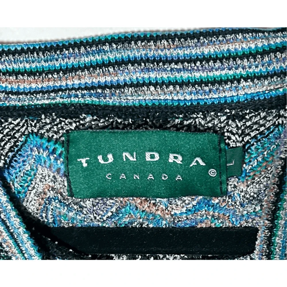 Vintage Tundra Canada Sweater Coogi Style Y2K Knit  Blue & Gray Sz L